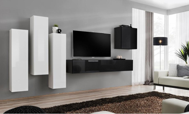 Composizione lussuosa di armadietti da soggiorno, mobile TV moderno, mobili in legno, design.