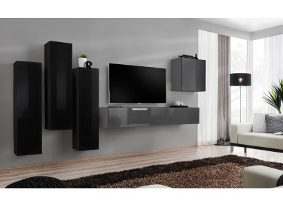 Grigio supporto TV credenza lusso parete attrezzata arredamento soggiorno moderno completo