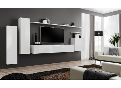 Soggiorno Set da parete per soggiorno 7 pezzi credenza mensola bianca mobile TV armadietto a parete