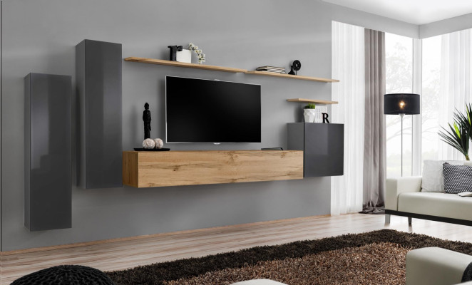 Designer parete attrezzata in legno di lusso per soggiorno, mobile TV, mensola a parete completamente nuova.