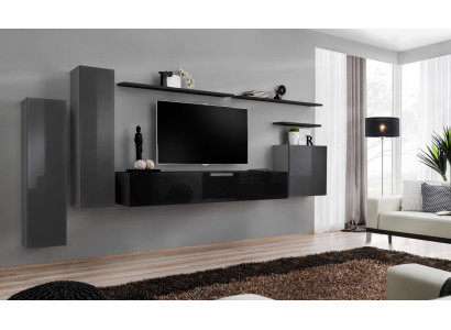 Salotto di lusso con mobili design moderni Grigio parete attrezzata Porta TV Mensola a muro