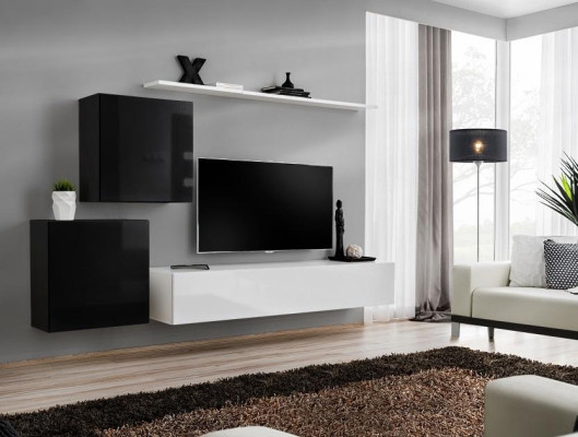 Soggiorno Parete attrezzata Bianco Design Porta TV Credenza Mobili Armadio a muro