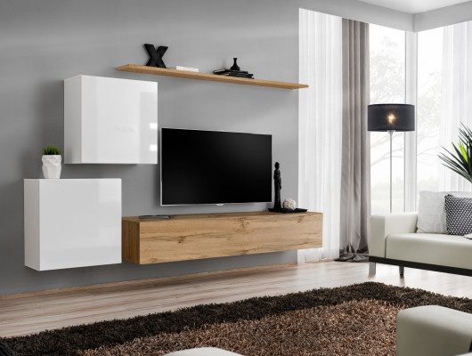 Mobile porta TV moderno per soggiorno, credenza da designer, porta TV, 4 pezzi. Nuovo