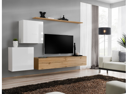 Mobile porta TV moderno per soggiorno, credenza da designer, porta TV, 4 pezzi. Nuovo