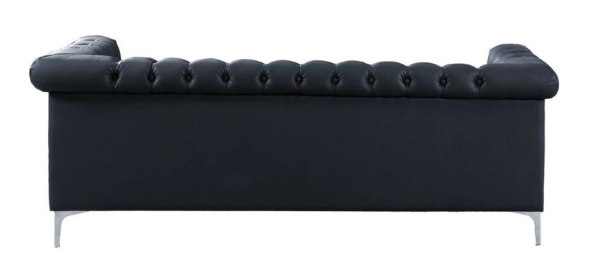 Divano Chesterfield moderno a tre posti nero in pelle design.