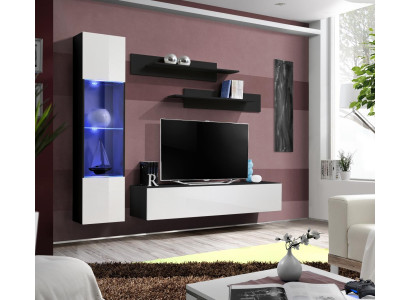 Set completo di 4 pezzi di mobili per soggiorno di lusso design, scaffale da parete, vetrina sospesa.