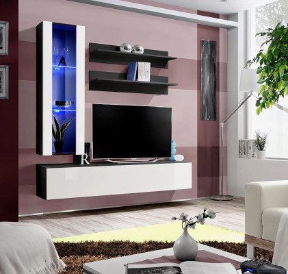 Parete attrezzata soggiorno mensola pensile armadio TV vetrina pensile scaffale in legno mobili nuovi.