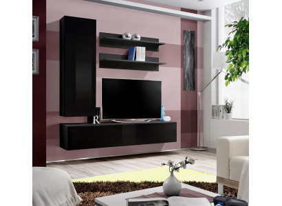 Lussuoso mobile TV moderno a parete, mobile basso, armadio a parete, mobili in legno per soggiorno, 4 pezzi. Nuovo