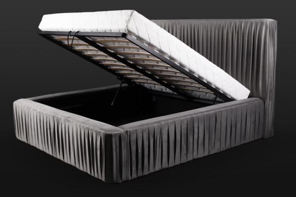 Camera da letto matrimoniale grigia in legno design elegante Tessuto classico Nuovi mobili