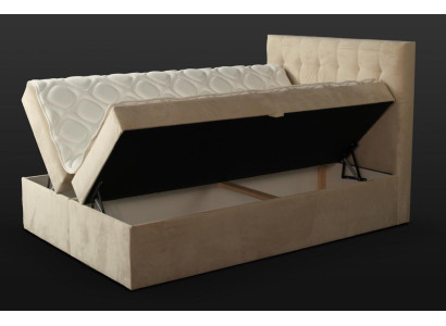 Letto Chesterfield beige Camera da letto Mobili in legno Design elegante Imbottitura in tessuto