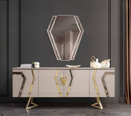 Designer Set da pranzo bianco da sala da pranzo con tavolo da pranzo 4 sedie 7 pezzi