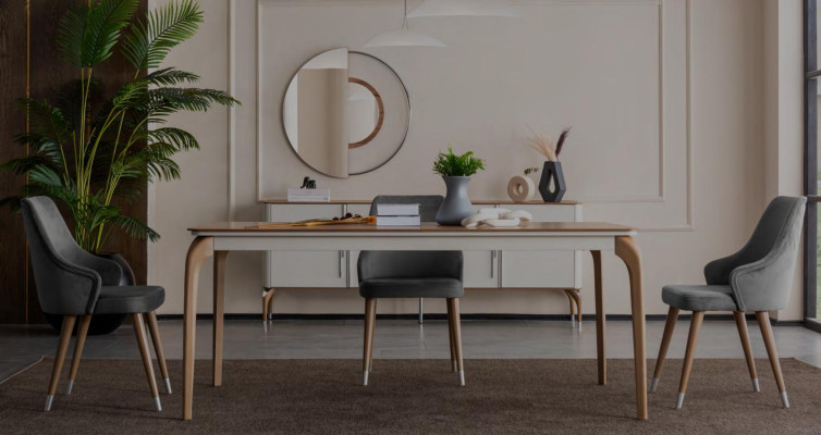 Tavolo da pranzo di lusso Tavolo da pranzo Angolo pranzo Tavolo da pranzo Moderno Legno Marrone