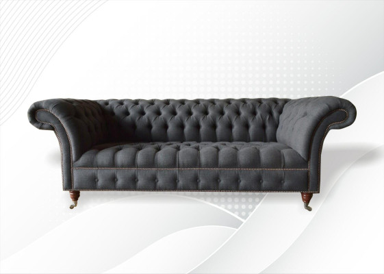 Chesterfield 3 posti in tessuto grigio scuro, design moderno, divani, divano, mobili da designer.