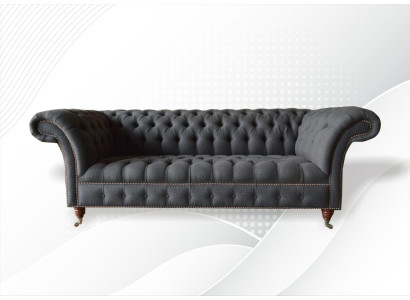 Chesterfield 3 posti in tessuto grigio scuro, design moderno, divani, divano, mobili da designer.