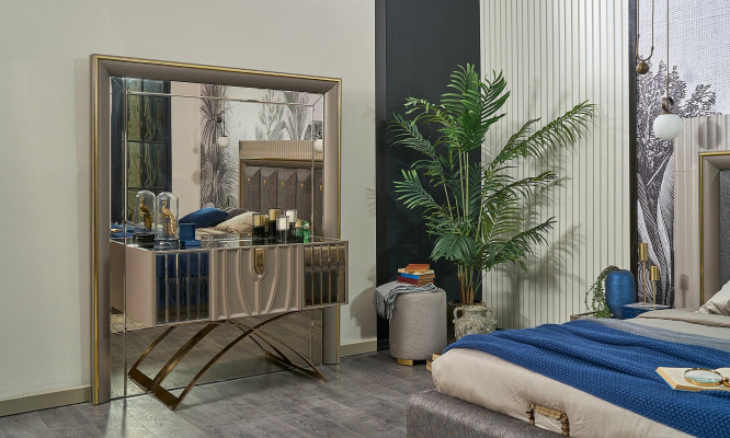 Consolle Tavolo da toeletta Tavolo trucco Camera da letto Moderno Legno Marrone