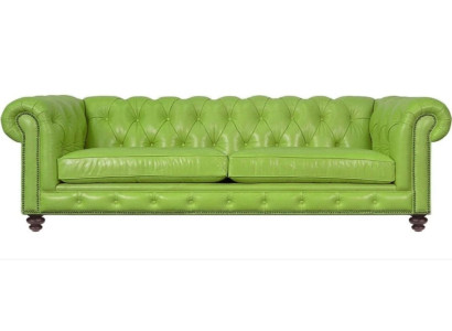 Soggiorno Chesterfield Divano Verde Big Premium in Pelle Design di Mobili 4 posti Nuovo