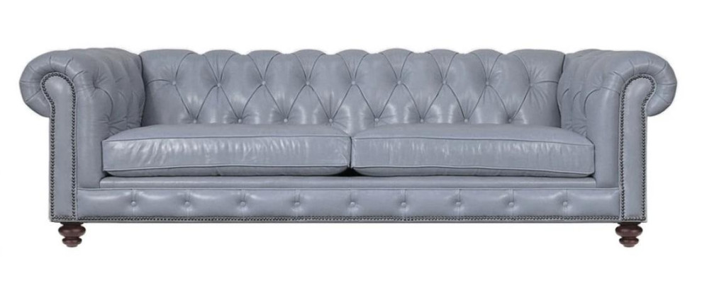 Soggiorno Chesterfield Divano Verde Big Premium in Pelle Design di Mobili 4 posti Nuovo