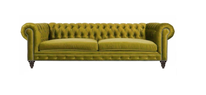 Soggiorno giallo Moderno Chesterfield a tre posti Tessuto in stoffa creativo Mobili xxl