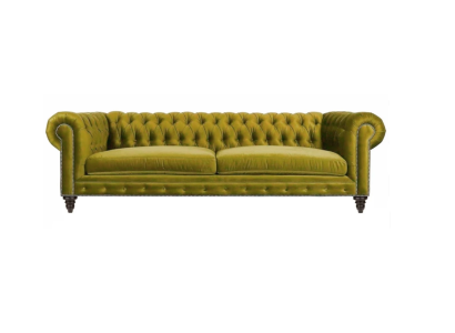 Soggiorno giallo Moderno Chesterfield a tre posti Tessuto in stoffa creativo Mobili xxl