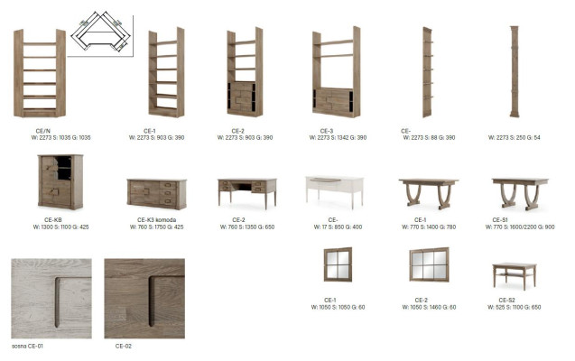 Comodino con specchio xxl credenza in legno nuovo buffet 2 pz. set in legno