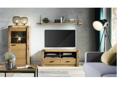 Soggiorno parete mobile vetrina cassettiera scaffale set 3 pezzi librerie armadi