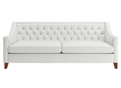 Bianco divano Chesterfield moderno a tre posti in tessuto design, nuovo e originale.