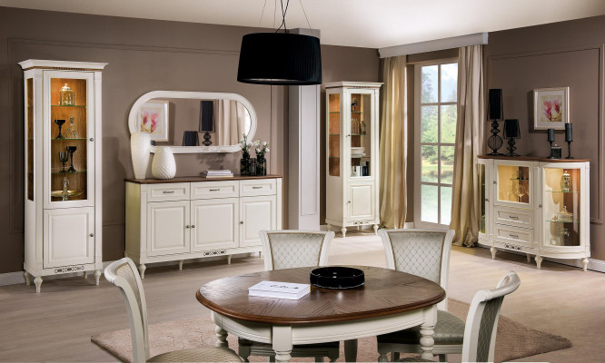 Specchio con cornice in legno, grande specchio da parete, design classico, ovale, cornice in legno di 150cm.