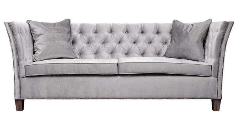 Chesterfield divano due posti in tessuto grigio chiaro design soggiorno creativo