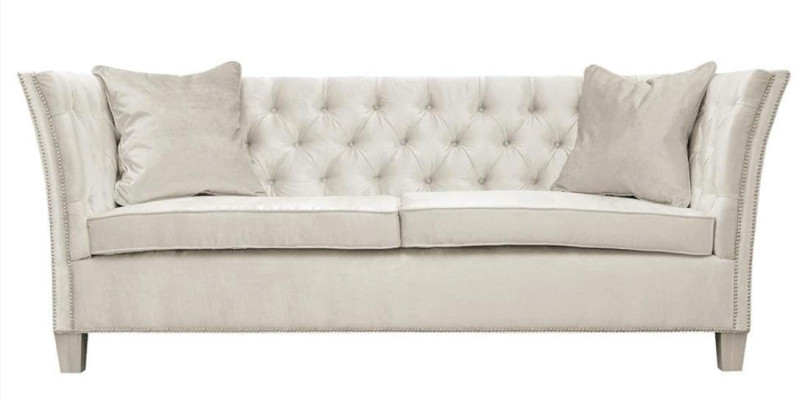 Chesterfield divano due posti in tessuto grigio chiaro design soggiorno creativo