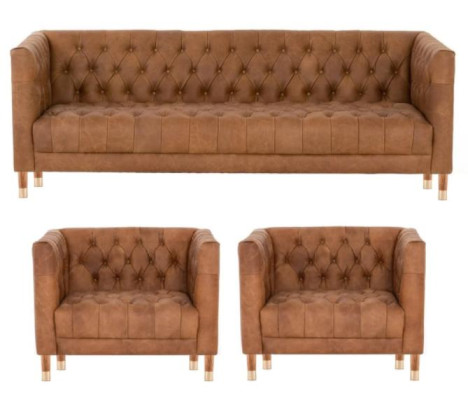 Marrone velluto Chesterfield 2 poltrone in pelle Set di divani design moderno Mobili divani Nuovi