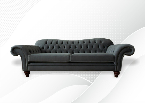 Divano Chesterfield XXL 4 posti in pelle e tessuto.