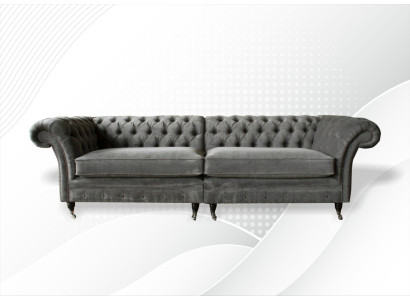 Divano Chesterfield XXL a 4 posti Rivestimento Tessuto Pelle