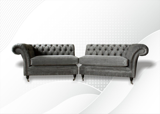 Divano Chesterfield XXL a 4 posti Rivestimento Tessuto Pelle