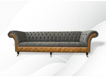 Divani XXL Chesterfield Poltrona Design Lusso Divano 4 Posti in Pelle Couches
