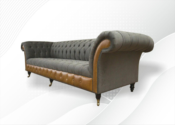 Divani XXL Chesterfield Poltrona Design Lusso Divano 4 Posti in Pelle Couches