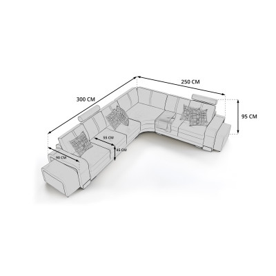 Divano d'angolo + USB, divano imbottito, combinazione di sedute da soggiorno in pelle tessile FrancoC.