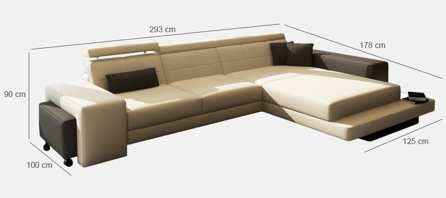 Divano ad angolo + USB imbottito Sofa Landhaus seggiolino d'angolo in pelle Tessuto Geroda