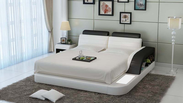 Camera da letto moderna Letto Design di alta qualità Letti Imbottiti Multifunzione +USB