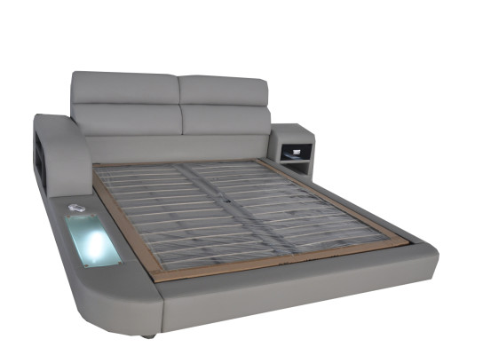 Letto imbottito in pelle di lusso con doppia presa USB, moderno letto 140/160/180/200 LB8805