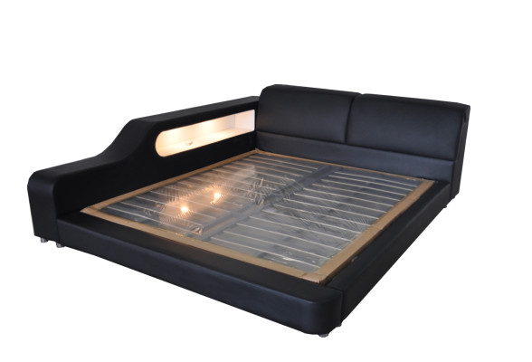 Letto design in pelle Letti imbottiti Hotel XXL Grande 200x200 cm Mensola multifunzione USB