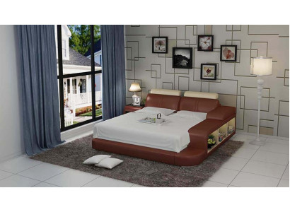 Design Letto Imbottito Matrimoniale Letti Moderni Camera da Letto con USB & Ripiano 180x200cm