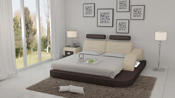 Design Letto XXL Grande Letto Hotel Imbottito 160x200 Scaffale Multifunzione USB Pelle