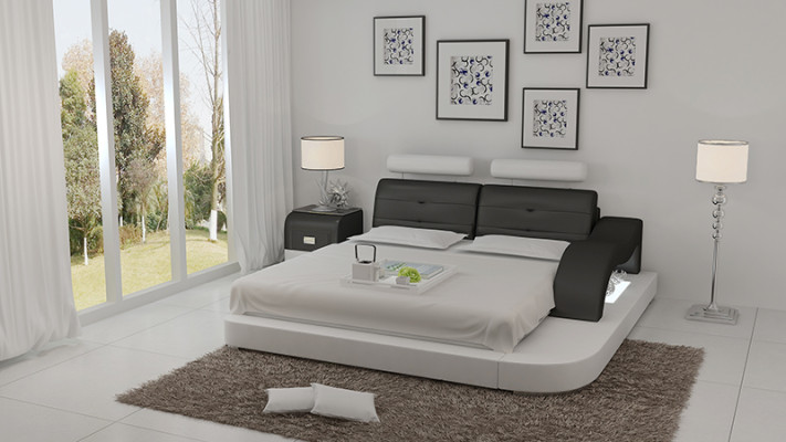 Design Letto XXL Grande Letto Hotel Imbottito 160x200 Scaffale Multifunzione USB Pelle