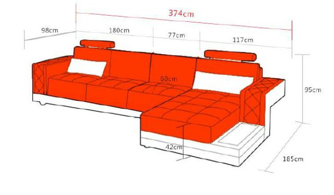 Divano ad angolo in pelle Big XXL a forma di U, nuovo set di divani H2211B.