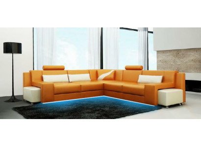 Soggiorno Paesaggio Divano angolare Divano angolare Divano Posto Salotto Composizione Paesaggio Pelle V015B