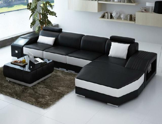 Soggiorno angolare imbottito Divano angolare Divano Set Paesaggio in pelle Nuovo / 2724B