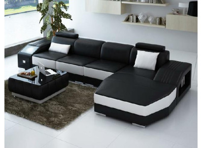 Soggiorno angolare imbottito Divano angolare Divano Set Paesaggio in pelle Nuovo / 2724B