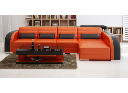 Sofà angolare in pelle di alta qualità con un grande divano per il salotto.