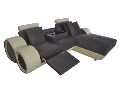 Divano angolare in pelle design angolare, divano a L con paesaggio imbottito.