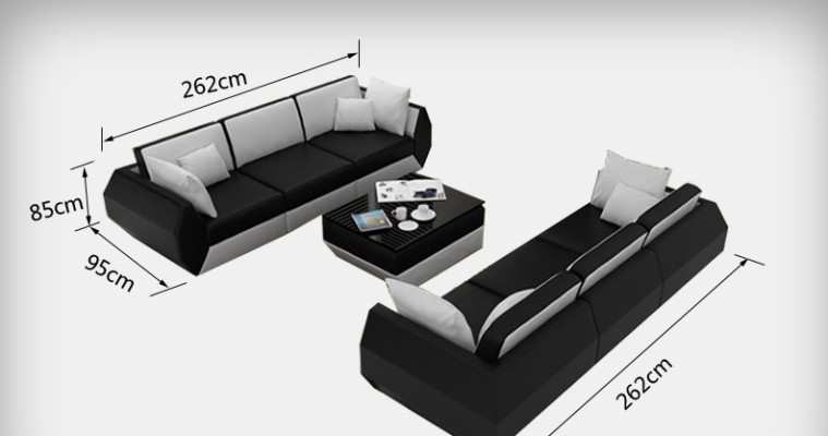 Divano in pelle Angolo salotto 3+3 posti Set di divani Design moderno.